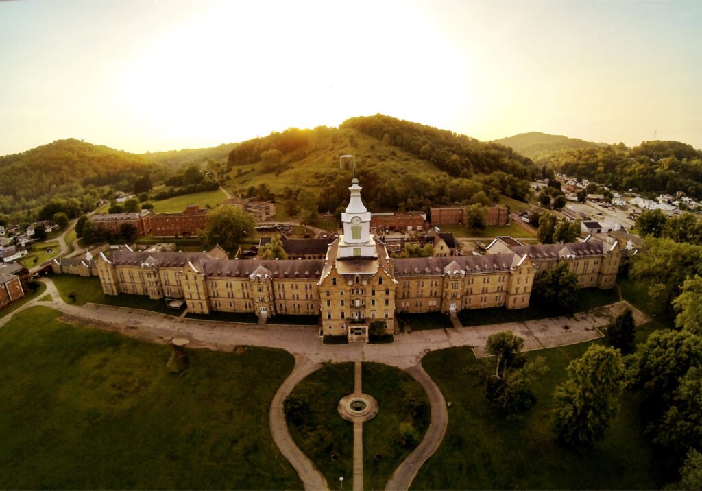 An aerial view of the Trans-Allegheny Lunatic Ashlum