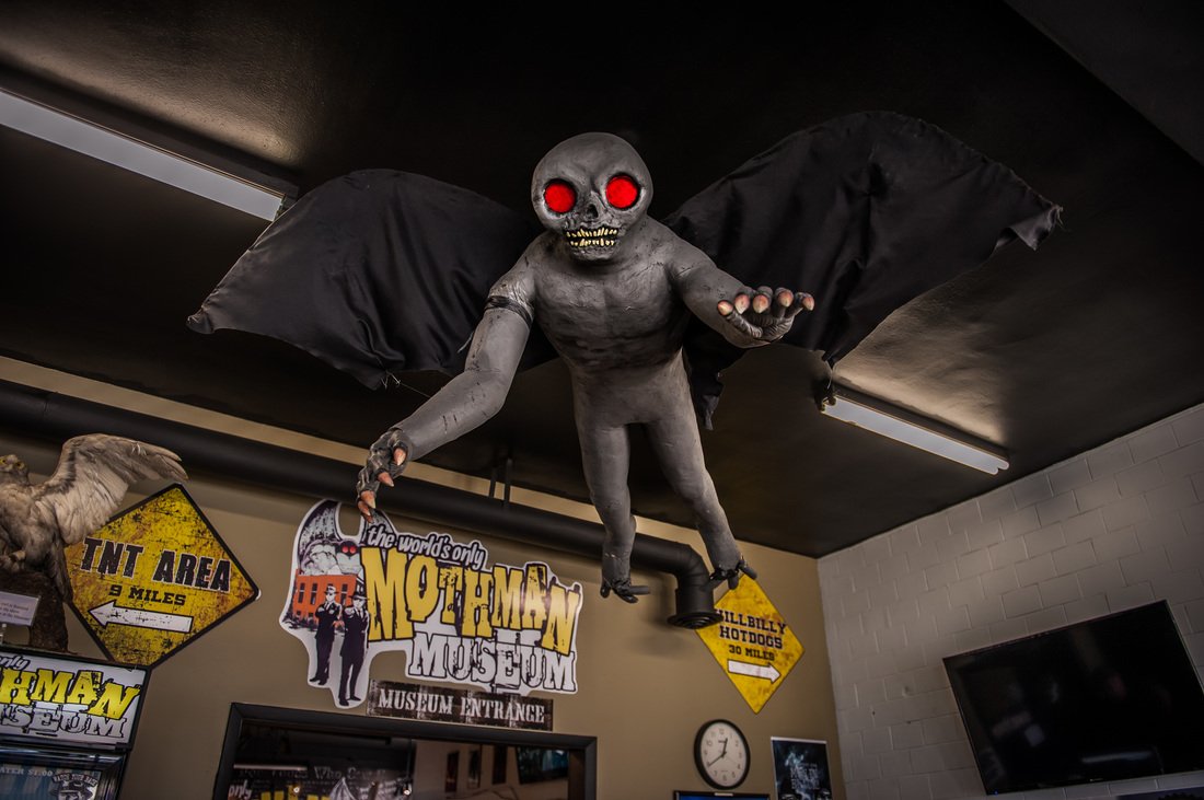 A blow-up Mothman in the Mothman Museum